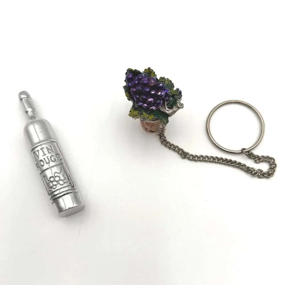 Grape Cluster Wine Bottle Stopper & Mariposa Wine Bottle Shaped Napkin Weight
